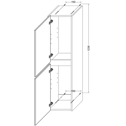Aloni Hayat High bathroom cabinet - 35x135x35 cm - matt black - handle -free & soft close - reversible