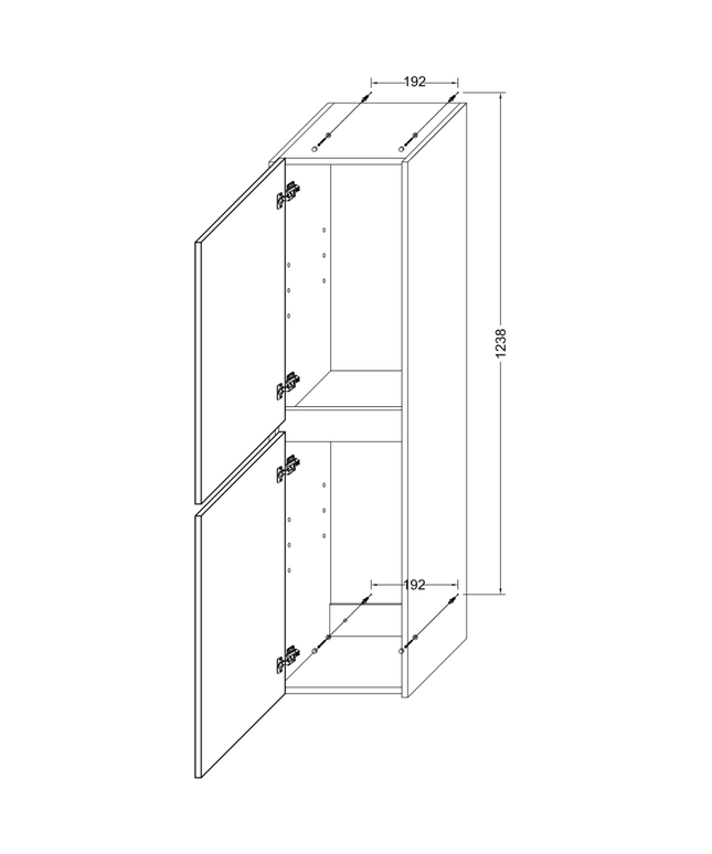 Aloni Hayat High bathroom cabinet - 35x135x35 cm - matt black - handle -free & soft close - reversible