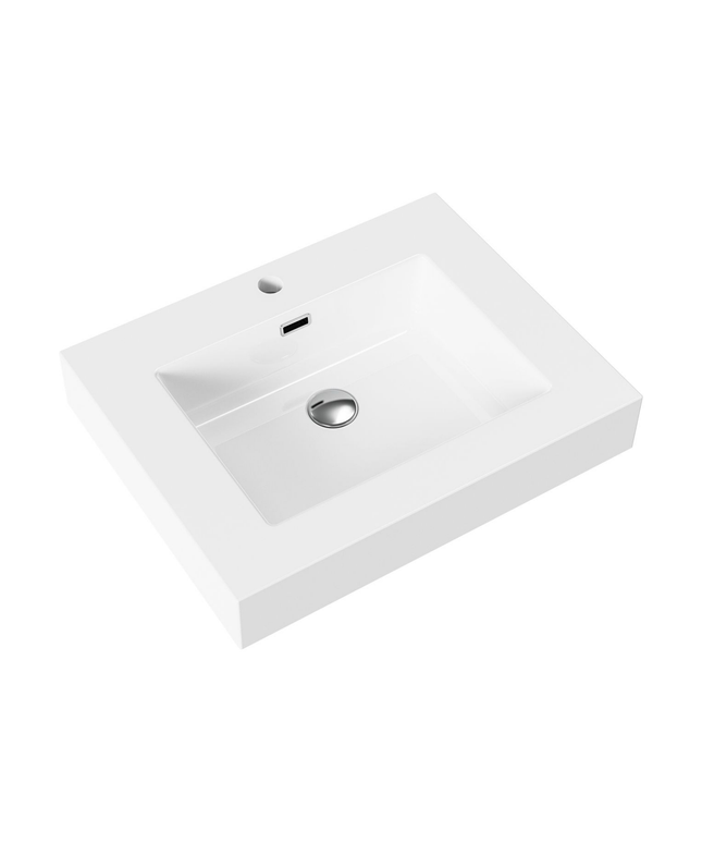 ALONI Wastafel – 60x10x46 cm – Kunstmarmer – Mat Wit