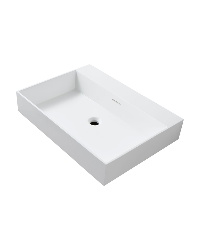 Wonda Square wastafel – 1 wasbak – zonder kraangat – kunstmarmer – 80 cm – mat wit