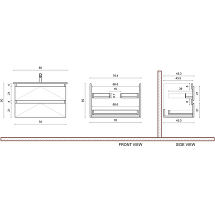 ALONI SALLY wastafelonderkast – 80 cm – Eiken