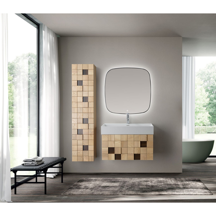 Wonda Square wastafel – 1 wasbak – zonder kraangat – kunstmarmer – 80 cm – mat wit