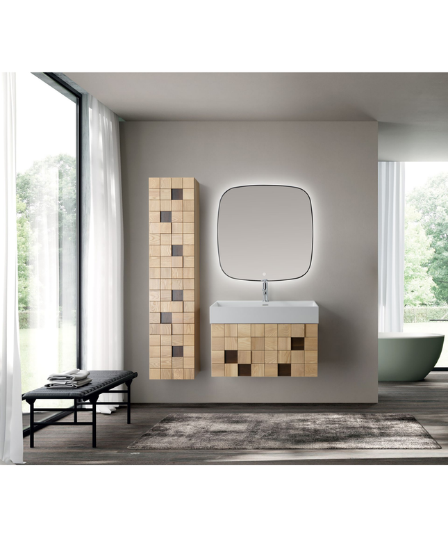 Wonda Square wastafel – 1 wasbak – zonder kraangat – kunstmarmer – 80 cm – mat wit