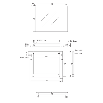 ALONI HAYAT spiegel – 76x60 cm – Glanzend wit