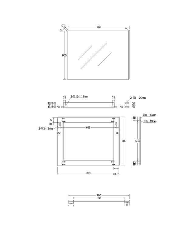 ALONI HAYAT spiegel – 76x60 cm – Glanzend wit