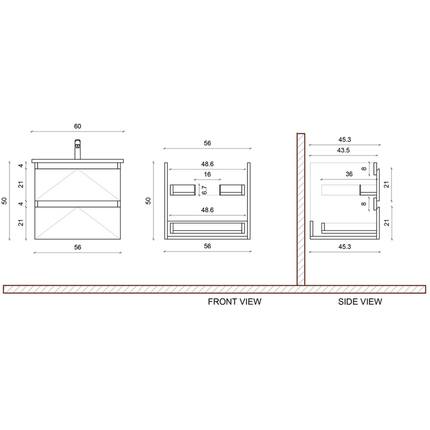 ALONI SALLY wastafelonderkast – 60 cm – Eiken