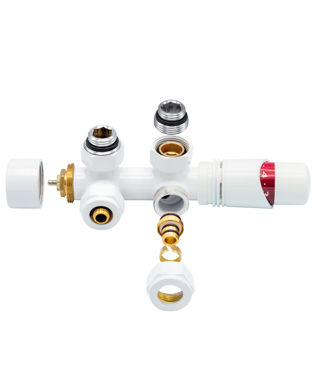 BELRAD Thermostatische Radiatorkraan – Middenaansluiting – Muur – Wit – M30 x 16/2