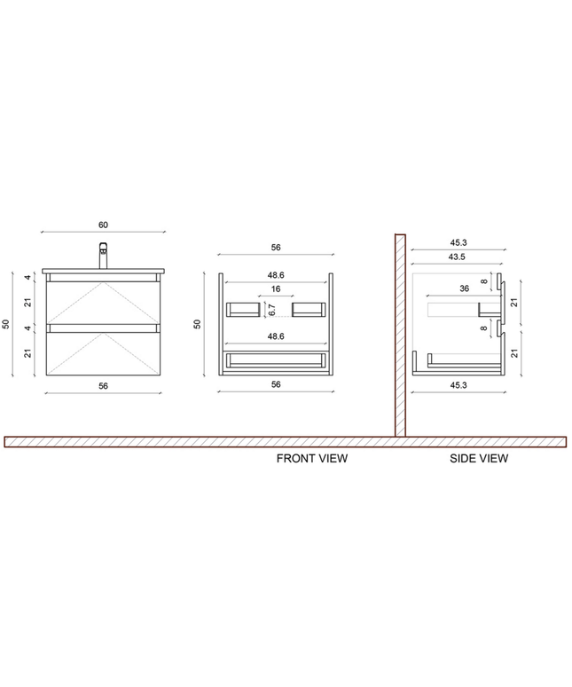 ALONI SALLY wastafelonderkast – 60 cm – Mat zwart