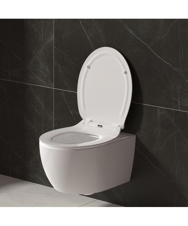 Aloni Premium wc-zitting – slim design – softclose – quick release – topfix – duroplast – RVS scharnieren – glanzend wit