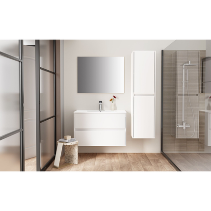 Aloni Hayat High Bathroom Cabinet - 35x135x35 cm - Glossy White - Handleless & Softclose - reversible