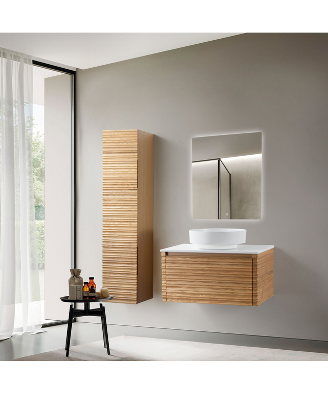 KAMELLIA wastafelonderkast – 79x40x52 cm – Licht walnoten – Greeploos & softclose