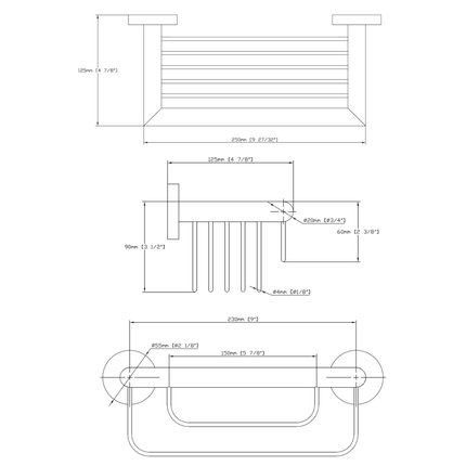 Aloni doucherek – wandmodel – 30 cm – gunmetal grijs – roestvrij staal