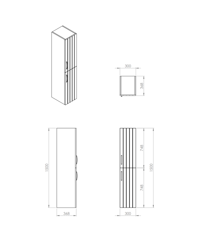 CREVIT D10 MABIENTO DE BAJO DEL HOAD - 150x30 cm - Blanco lacado - Puertas cerradas suaves
