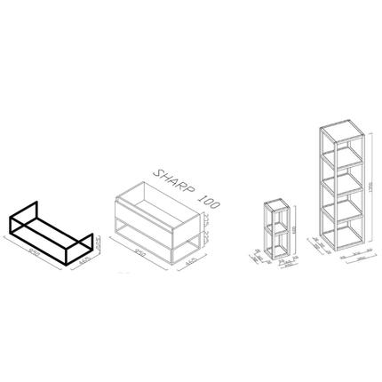 ALONI SHARP wastafelonderkast – 100 cm – Mat zwart