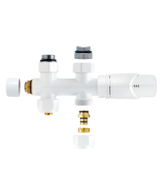 BELRAD Thermostatische Radiatorkraan – Middenaansluiting – Recht – Wit – M30 x 16/2