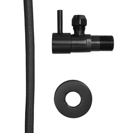 Xellanz Minimal hoekstopkraan met aansluitslang 30 cm mat zwart | Schwertz & Co