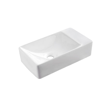 Fonte ALONI SENSI direita – sem furo para torneira – sem transbordamento – 38x22 cm – cerâmica branca brilhante