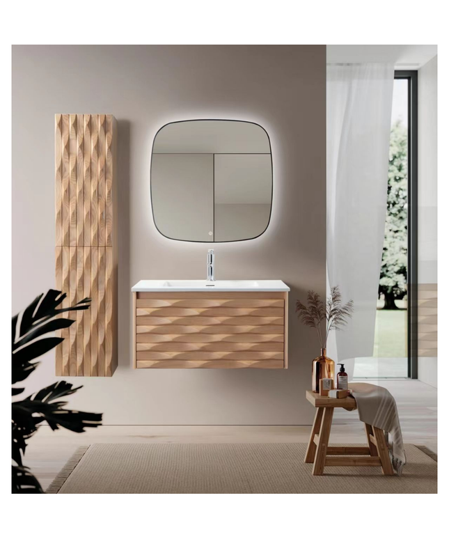 WONDA Square Slim Wastafel – 80x1,6x52,5 cm – Kunstmarmer – Mat Wit