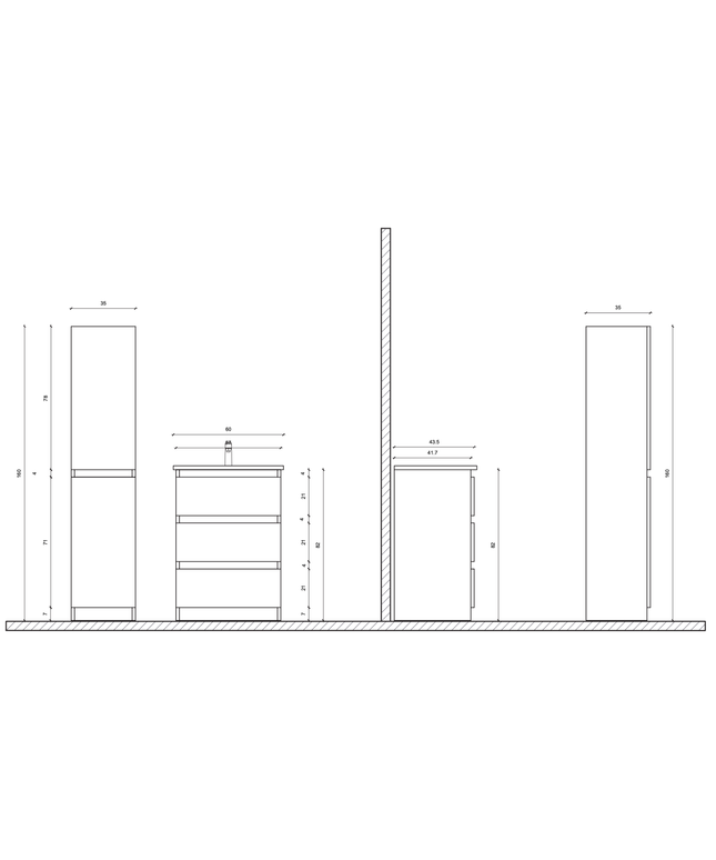 Aloni Jupiter Mabinete de baño de altura - 35x160x35 cm - Matt White - SoftClose