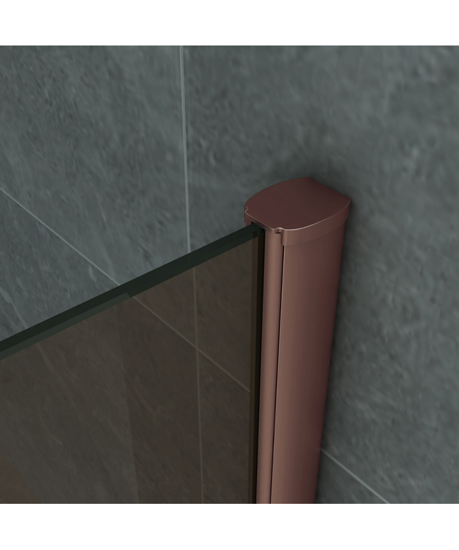 ALONI douchewand champagneglas met koperen profiel – 100x200 cm – 8 mm veiligheidsglas