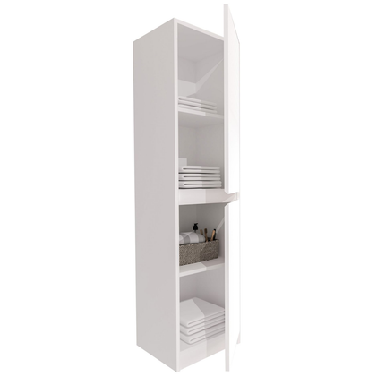 Aloni Jupiter High Badezimmerschrank - 35x135x35 cm - Matt Weiß - Softclose