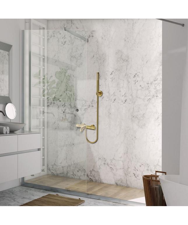 ALONI Bad- en douchemengkraan – thermostatisch – geborsteld goud