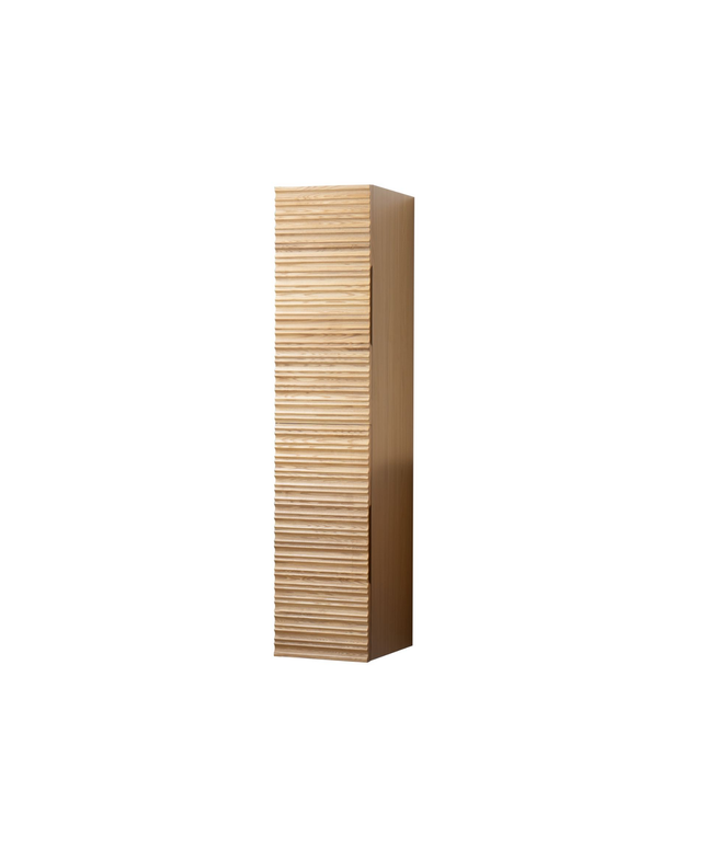 Aloni Kamellia High bathroom cabinet - 35x160x35 cm - light walnut - handle -free & softclose - reversible