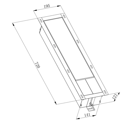 Aloni reserverolhouder – inbouw – exclusief inzetstuk – 660x140x120 mm – geborsteld RVS