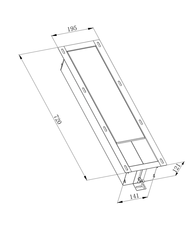 Aloni reserverolhouder – inbouw – exclusief inzetstuk – 660x140x120 mm – geborsteld RVS
