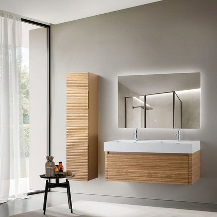 Aloni Kamellia High bathroom cabinet - 35x160x35 cm - light walnut - handle -free & softclose - reversible
