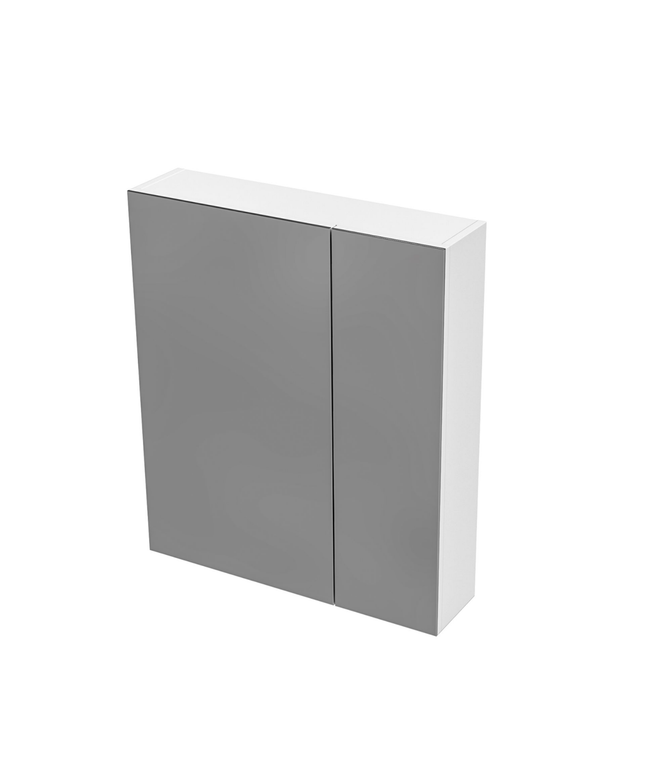 HAYAT spiegelkast – 2 asymmetrische enkelzijdige spiegeldeuren – 60x70x15 cm – Glanzend wit