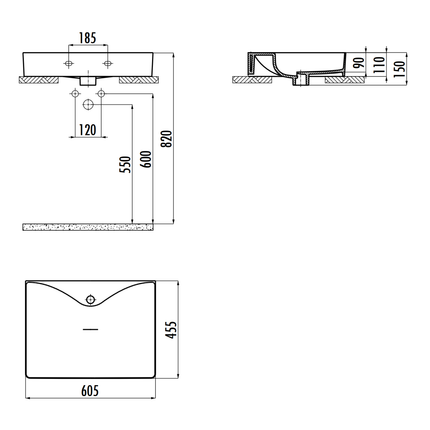 Creavit Ruby RB064 Wastafel – Opbouw – Keramiek – 60,5x11x45,5 cm – Glanzend Wit