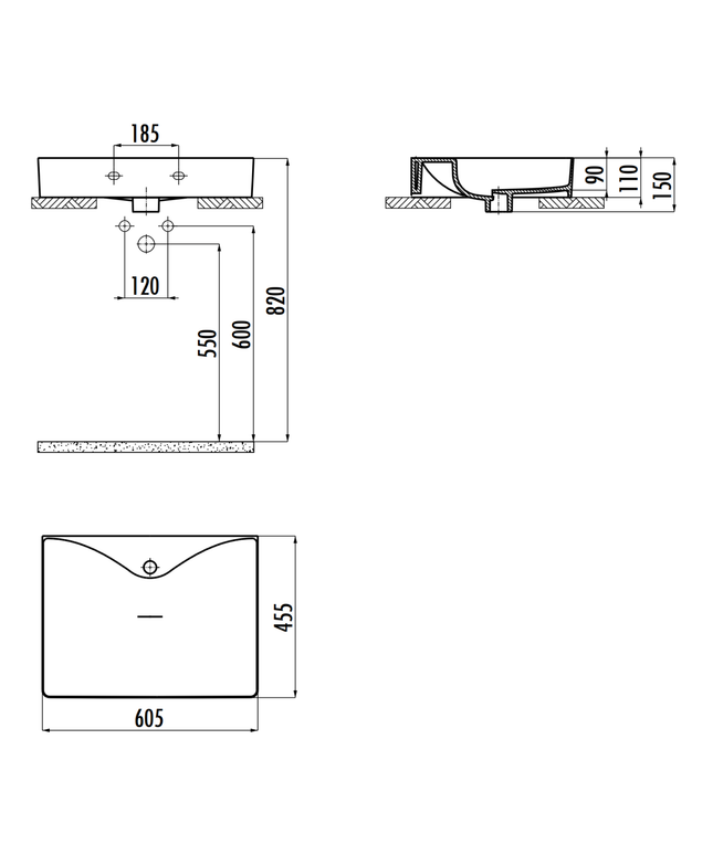 Creavit Ruby RB064 Wastafel – Opbouw – Keramiek – 60,5x11x45,5 cm – Glanzend Wit