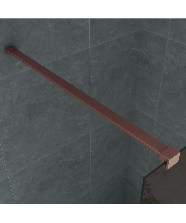 ALONI douchewand champagneglas met koperen profiel – 100x200 cm – 8 mm veiligheidsglas