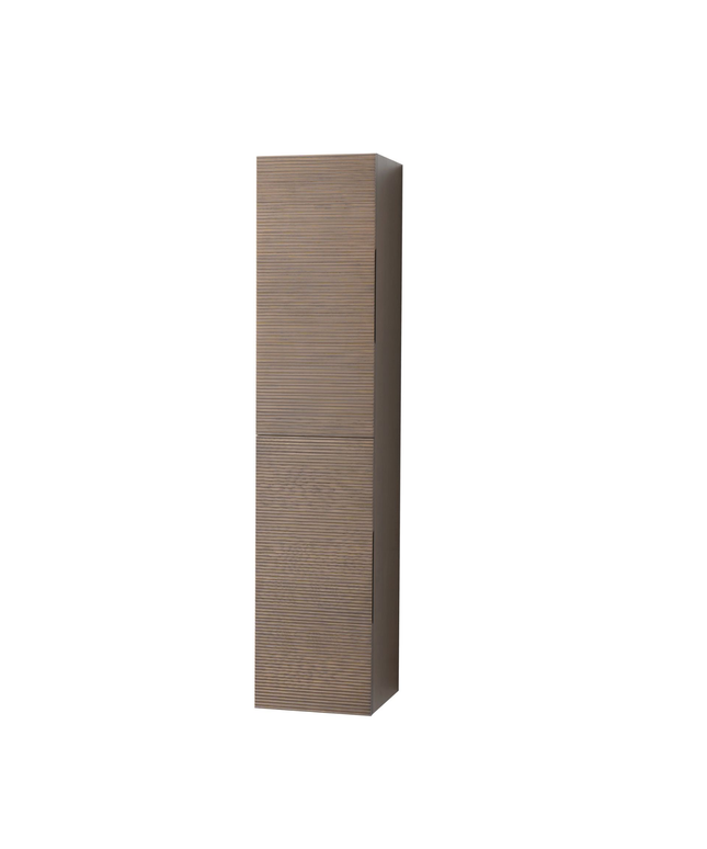 Aloni Layda High Bathroom Cabinet - 35x160x35 cm - Dark Walnut - Handleless & Softclose - reversible