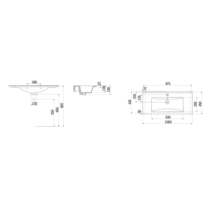 Creavit Wastafel – 100x45 cm – Wit