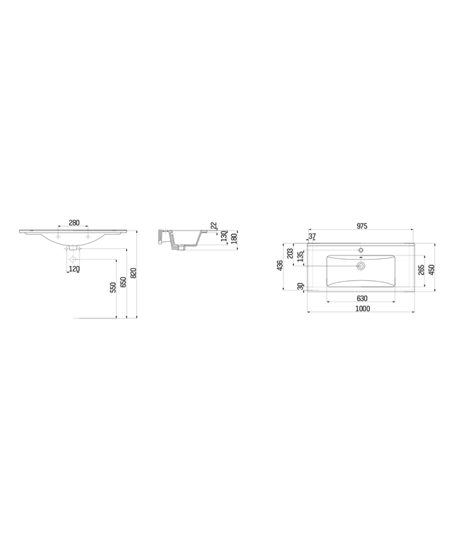 Creavit Wastafel – 100x45 cm – Wit