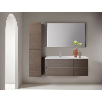 ALONI LAYDA hoge badkamerkast – 35x160x35 cm – Donker walnoot – Greeploos & softclose – Omkeerbaar