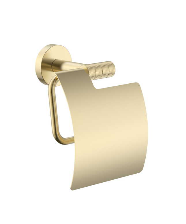 Aloni Stria toiletrolhouder met klep – geborsteld goud (PVD)