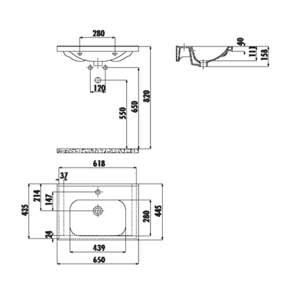 CREAVIT Eksen Wastafel – 65 cm – Wit