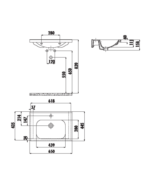 CREAVIT Eksen Wastafel – 65 cm – Wit