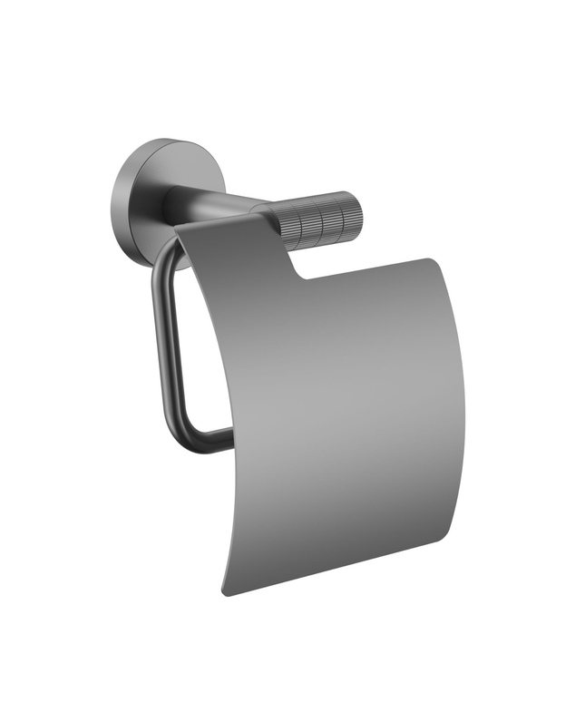 Aloni Stria toiletrolhouder met klep – gunmetal (PVD)