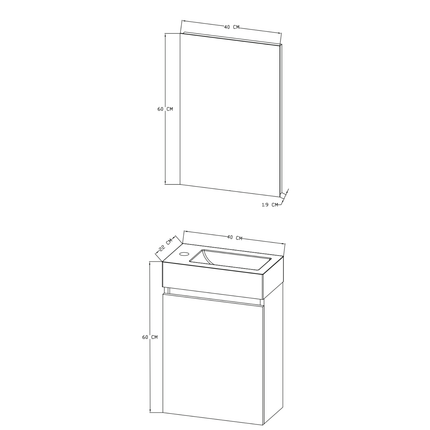 Aloni Zyro toiletmeubelset – 40,5x22,5 cm – glanzend wit