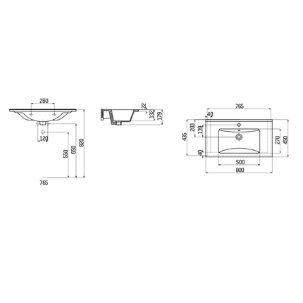 CREAVIT Wastafel – 80x45 cm – Wit