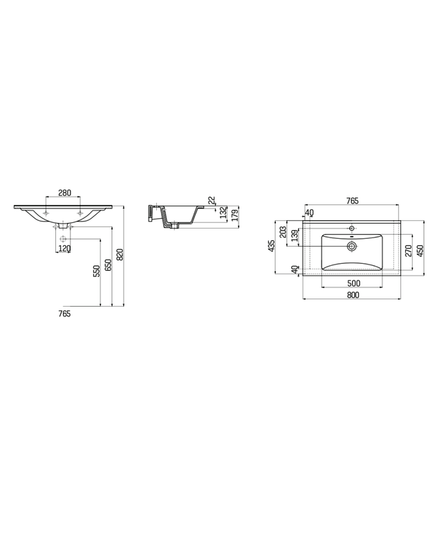 CREAVIT Wastafel – 80x45 cm – Wit