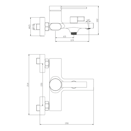 ALONI Edge bad- en douchemengkraan – mat zwart