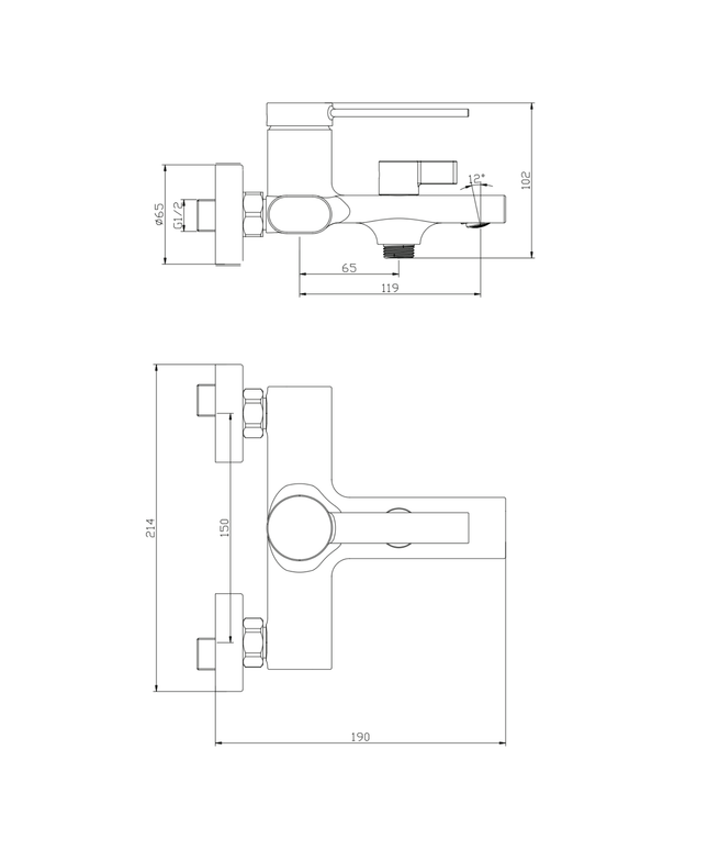 ALONI Edge bad- en douchemengkraan – mat zwart