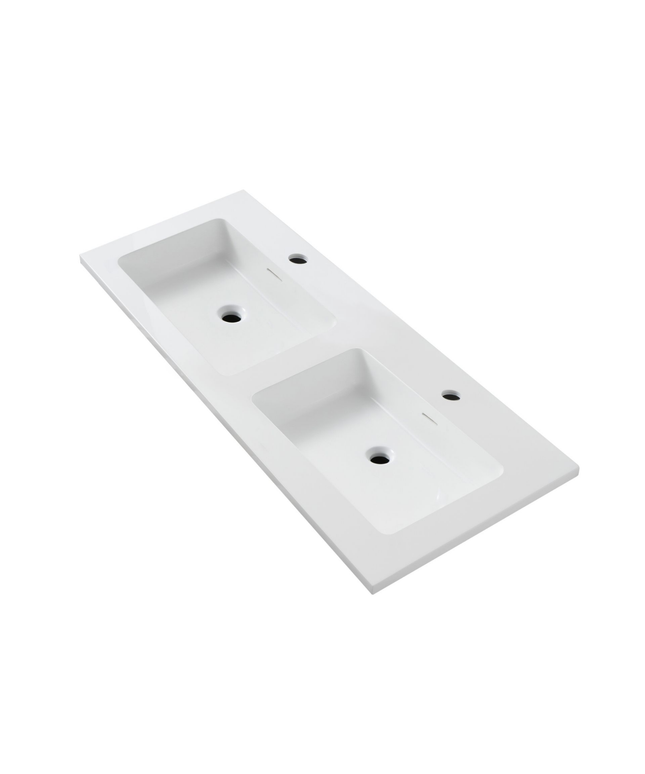 Wonda Square Slim Wastafel – Dubbel – Kunstmarmer – 120x1,6x52,5 cm – Mat Wit