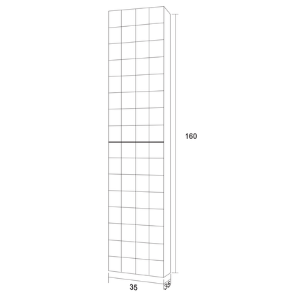 ALONI MIMOZA hoge badkamerkast – 35x160x35 cm – Licht eiken – Greeploos & softclose – Omkeerbaar