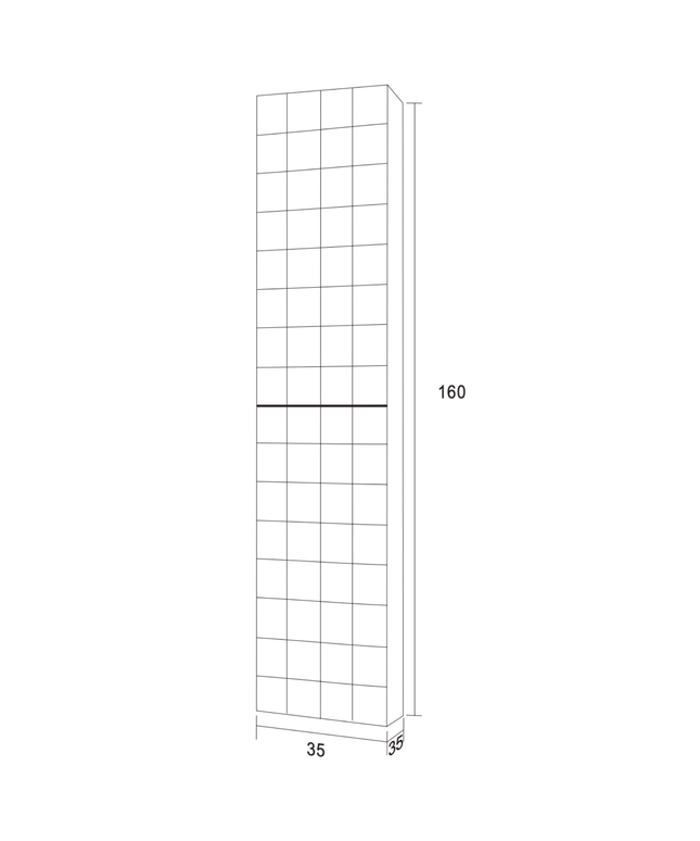 Aloni Mimoza High Bathroom Cabinet - 35x160x35 cm - Light Oak - Handleless & Softclose - reversible